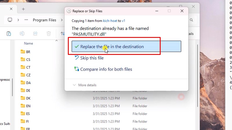 CorelDRAW 2024: Hướng Dẫn Cài Đặt Chi Tiết Từ A Đến Z 48 Bấm vào Replace the file in the destination