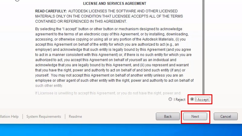 Tích vào I Accept và bấm Next