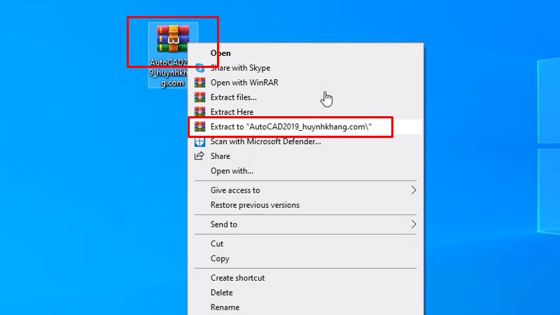 Giải nén phần mềm Autocad 2019