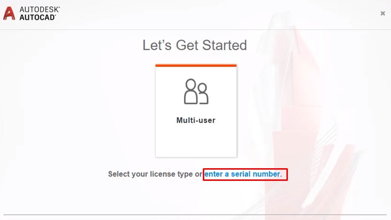 Bấm vào enter a serial number