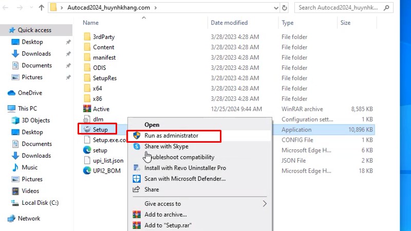 Tải AutoCad 2024: Hướng Dẫn Cài Đặt Thành Công 11 Chuột phải file Setup và chọn Run as admin...
