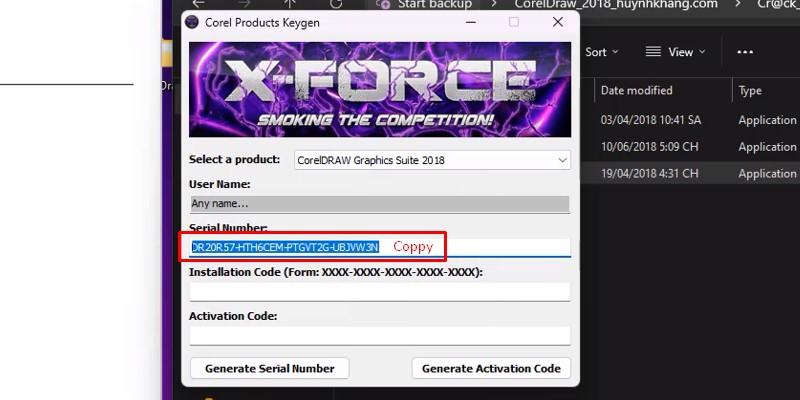 Coppy dãi số Serial Number
