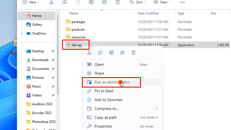 Lightroom 2022 Cách Tải Chi Tiết Và Dễ 11 chuột phải file setup chọn Run As Admin