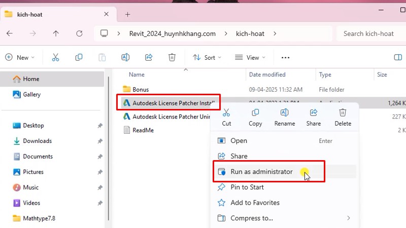 Chạy file như hình bằng quyền admin