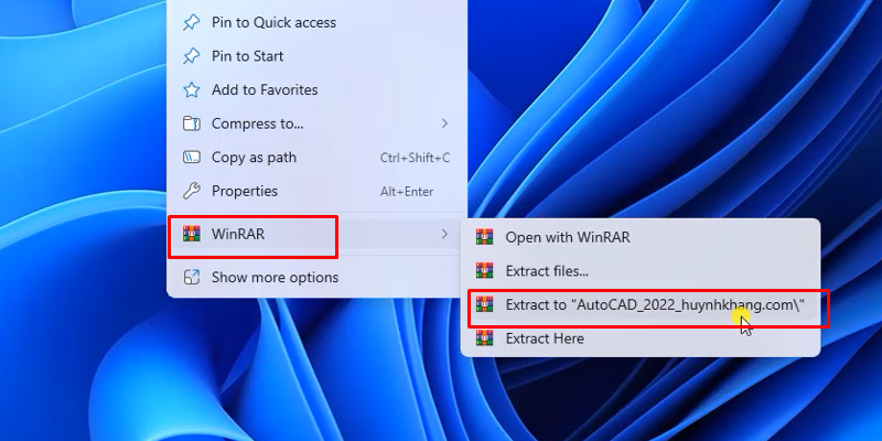Giải nén phần mềm Autocad 2022